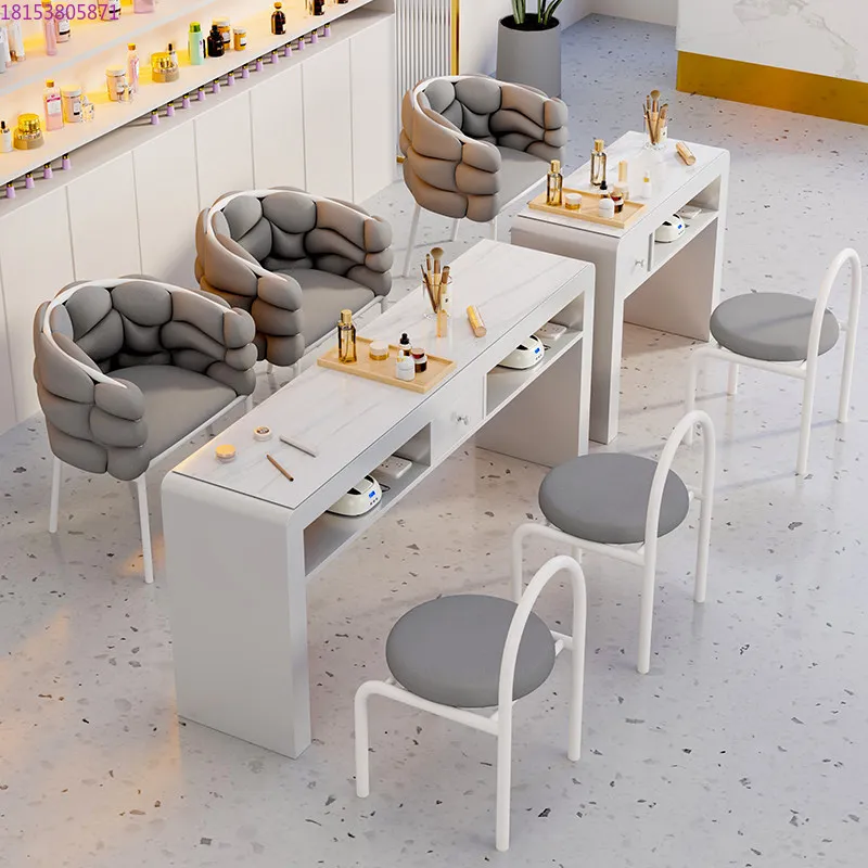 Cream Wind Multifunctional Nail Art Table and Chair Set E****mical Single Double Light Luxury
