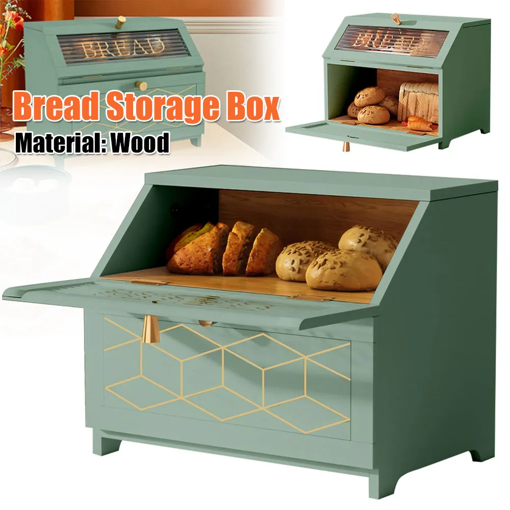 

Деревянная хлебница-контейнер для хранения хлеба большой вместимости, многофункциональная, для дома и кухни