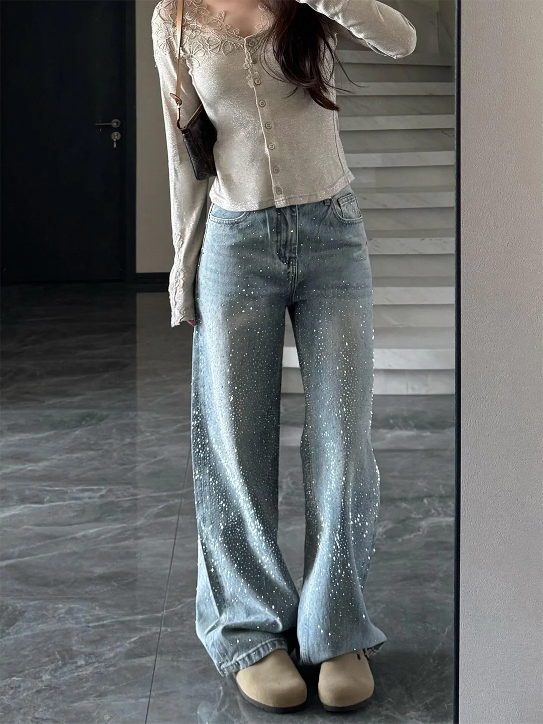 

Джинсы с высокой талией и прямыми штанинами для женщин, летняя новинка, для фигуры типа «груша», утягивающие, широкие брюки, винтажные, длиной в пол, из денима