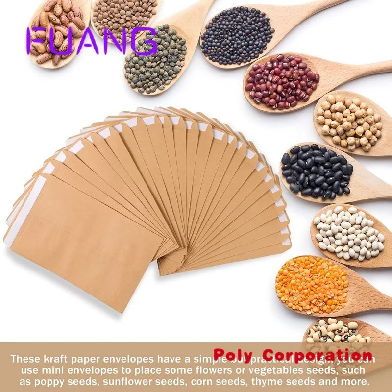 Custom  Seed Kraft Coin Envelopes Self-Adhesive Yellow Small Envelopes with Gummed Flap Paper Mini Envelopes