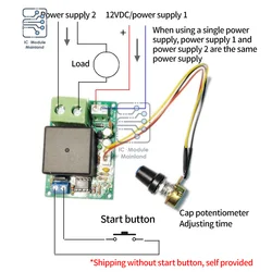 Minuterie réglable avec potentiomètre pour Ardu37, technologie de minuterie, arrêt du retard, commutateur de citations de synchronisation, récepteur 0 ~ 100, 0-5min, DC 12V, 24V, 80A