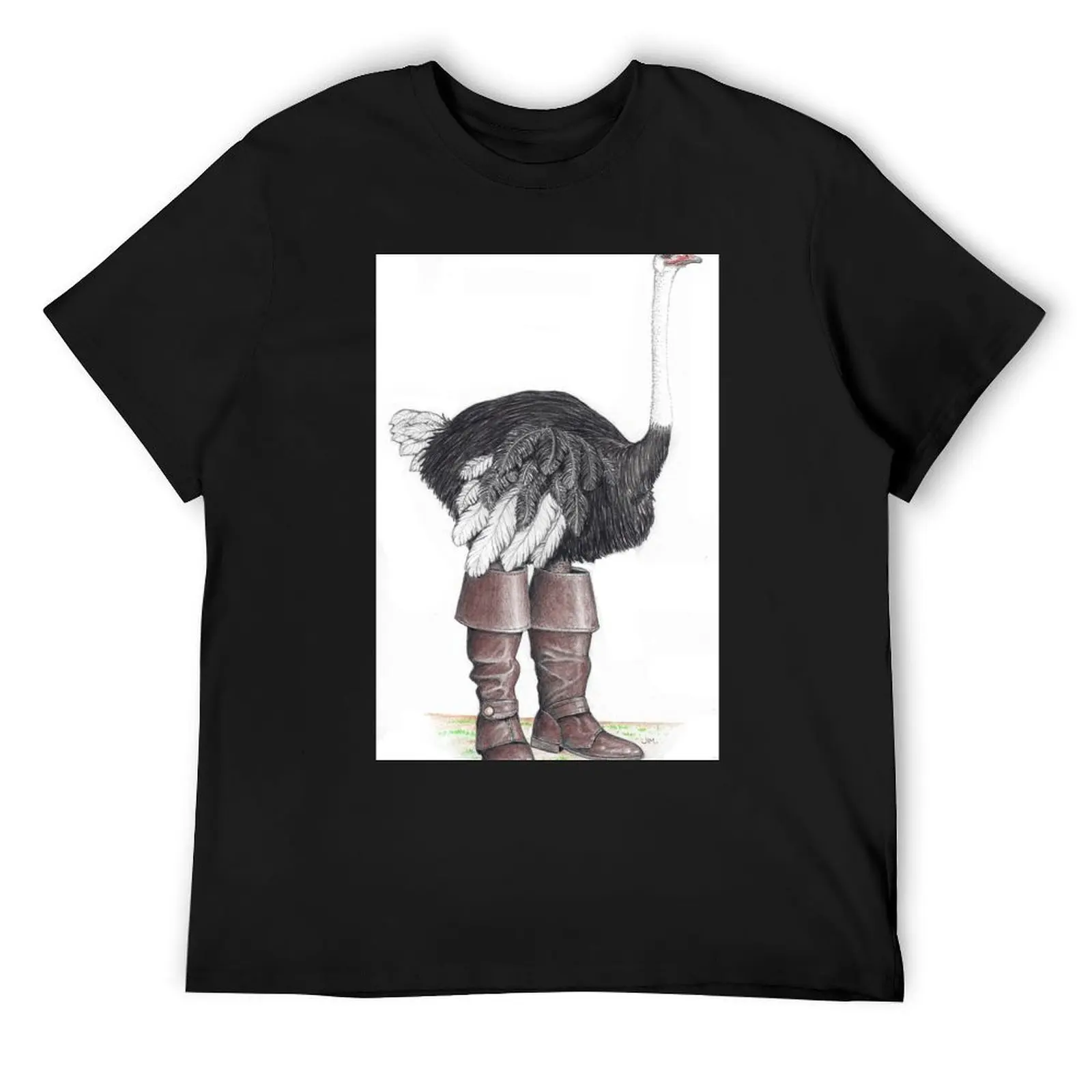 Camiseta de avestruz en botas de mosquetero, ropa de calle de costumbres lisa, camisetas ajustadas para hombres