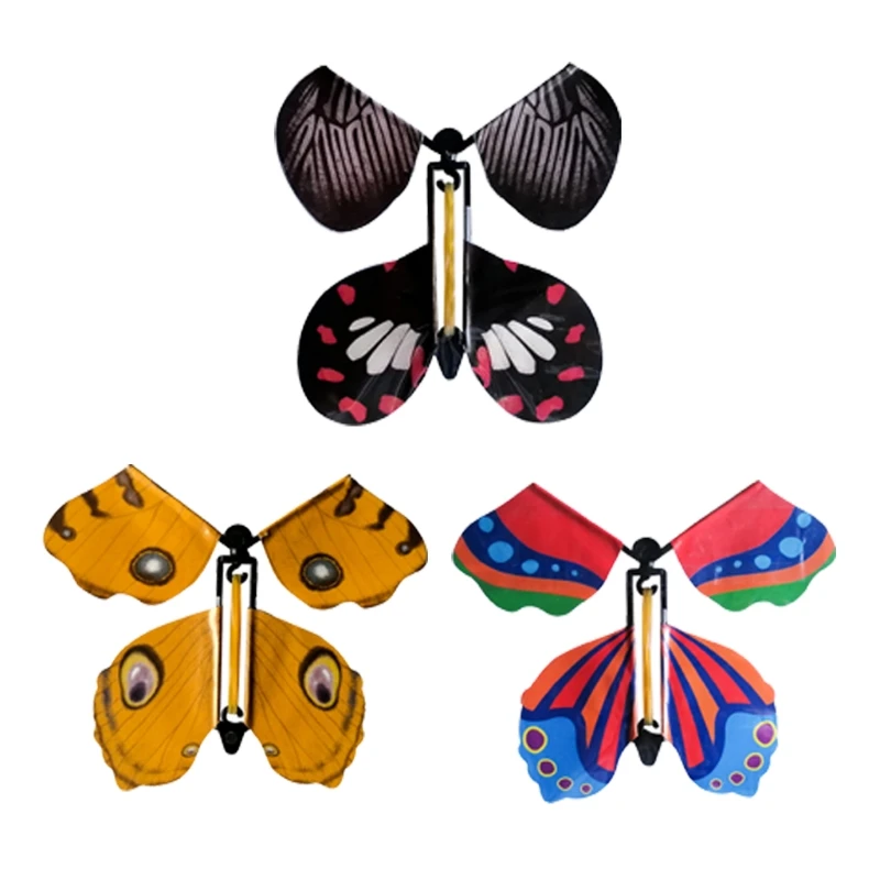 Props Flying for Butterfly Toy Easy Operate Elastic Powered Surprising Gif