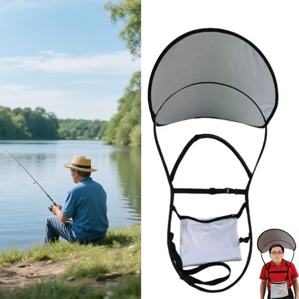 Large Fishing Umbrella Hat Sun Protection Foldable Backpack Sunshade Board Wide Brim Portable Double Shoulder Umbrella Hiking