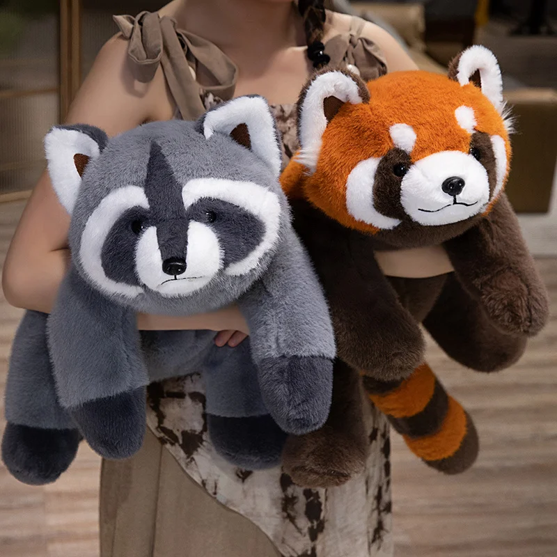 Śliczne dziecko szop panda lis miękkie puszyste zabawne wypchane zwierzę zabawka dekoracja sypialni rodzinnej na urodziny dzieci prezent na boże narodzenie
