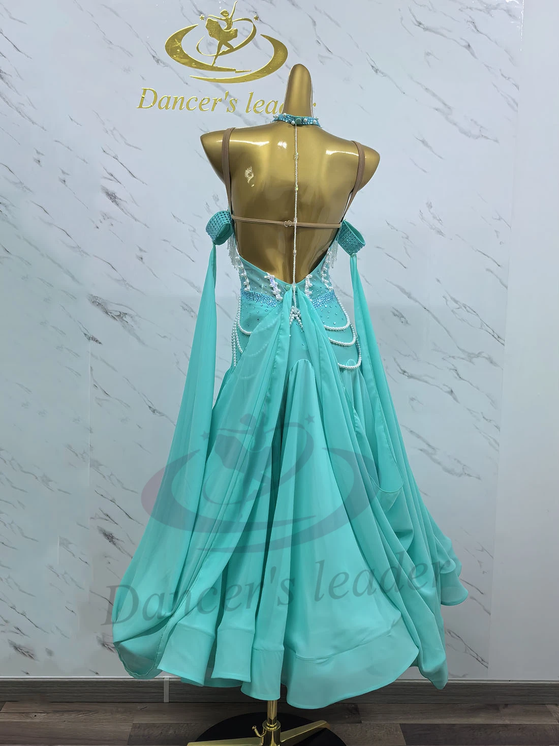 

Latin Dancer Adult Children High-End Customized Pearl Stand Modern Skirt Tango Samba AB Stone Performance Dress