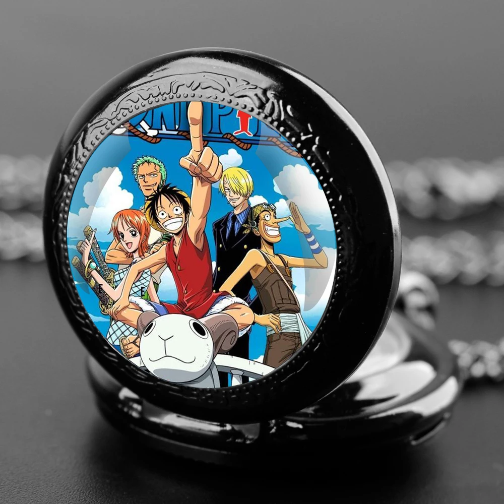 Classic Anime Design Quartz Pocket Watch Gift Set with Durable Chain and Arabic Numeral Face Timeless Present for Boys