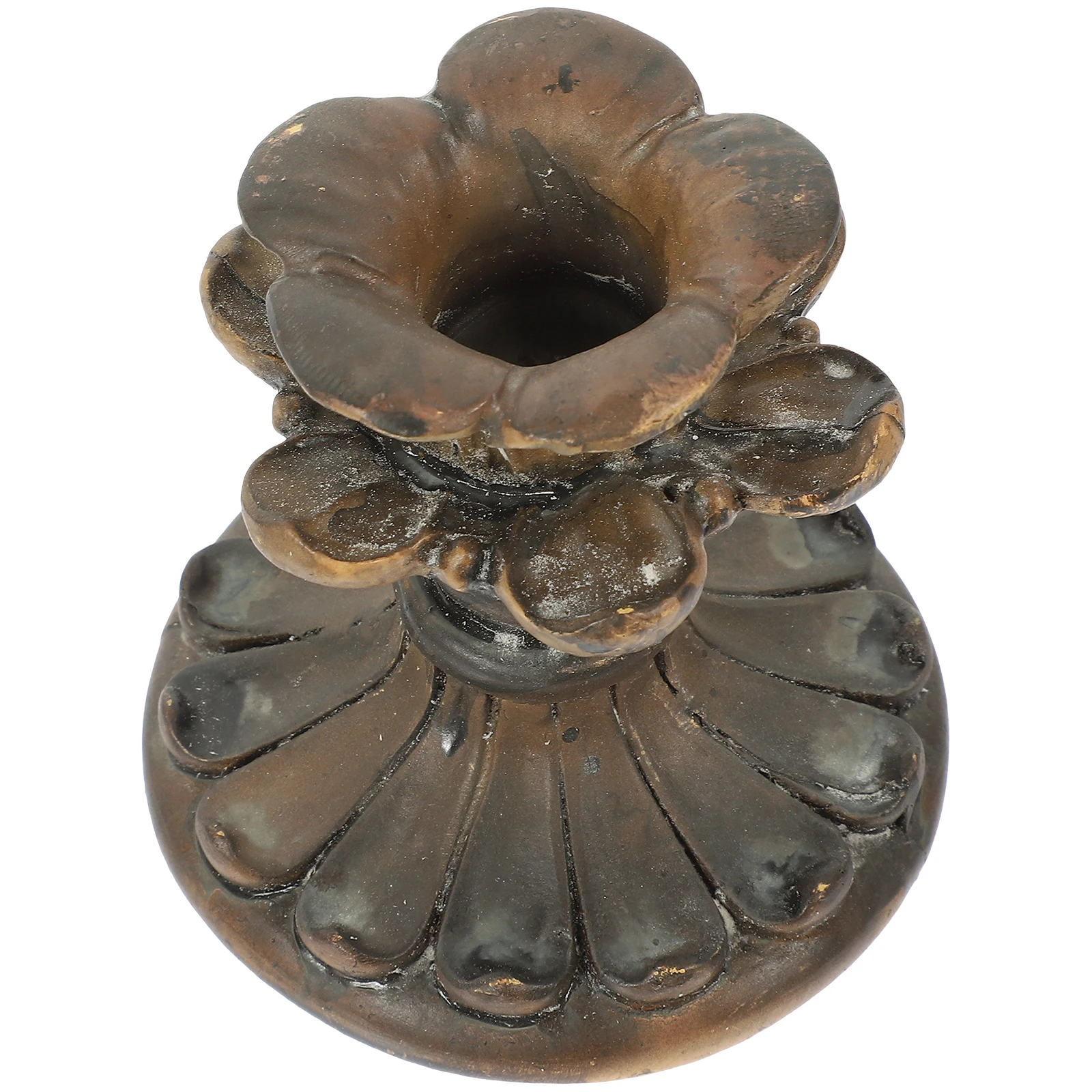

Retro Resin Carved Floral Holder Decorative Candlestick for Home Party Bedroom Living Room Table Centerpiece Cozy