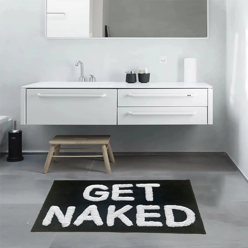 Creative Letters Bathroom Floor Mats Water-absorbent Non-slip Plush Mats Household Stain-resistant Imitation Cashmere Rugs