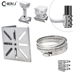 1 Set For Outdoor Pole Monitoring Bracket Univsesial Adapter Plate 100/200mm Long Hoop With Stainless Steel Camera Mount Panel