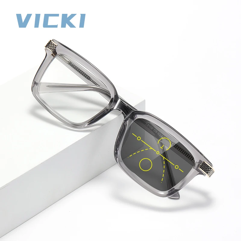 

VICKI новые мужские модные антибликовые очки в квадратной оправе в стиле ретро с настраиваемыми рецептами и мультифокальными линзами LS106