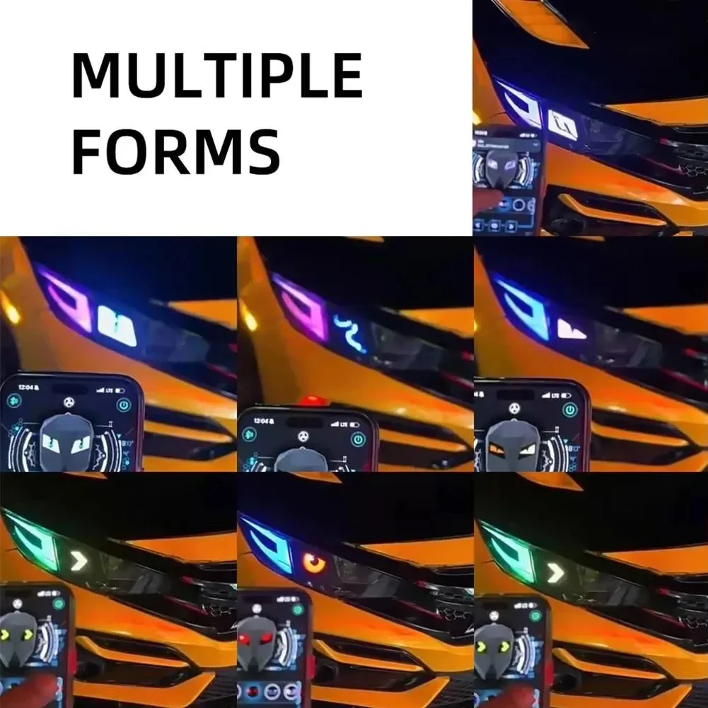 Devil‘s Eyes LED Car Headlight Modification APP Bluetooth Control Dynamic Eyes for Turn Signal Lamp Decor Car Light Accessories