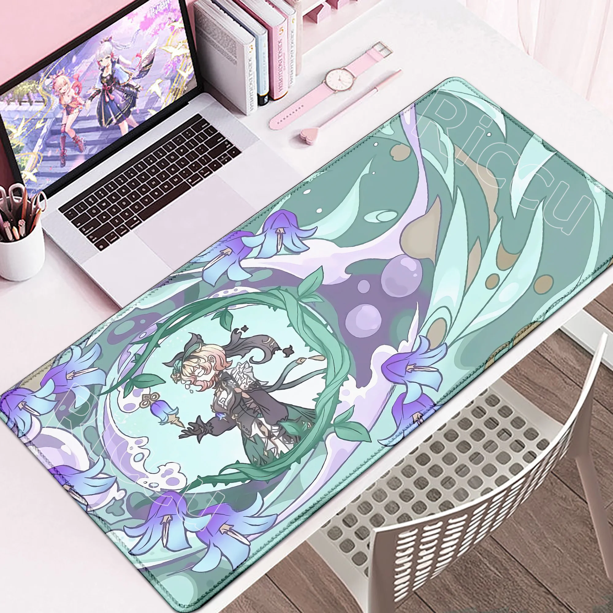 HD Printing Genshin Impact Fontaine Mouse Pad Anti-Slip Rubber Gaming Keyboard Mat Game Office Mousepad Wriothesley Emilie Skirk