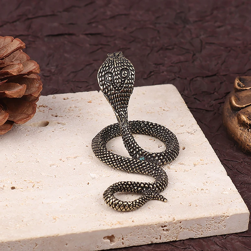 Antique Bronze Color Cobra Statue Miniature Figurines Zodiac Snake Animal Desk Decorations Ornaments Alloy Crafts