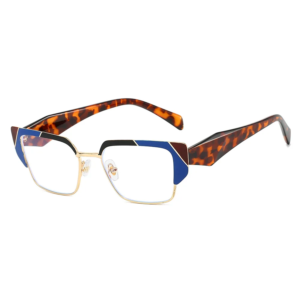 

Anti Blue Light Leopard Print Cat Eye Women Glasses Irregular Color Matching Frame Design Prevent Radiation Casual Men Glasses