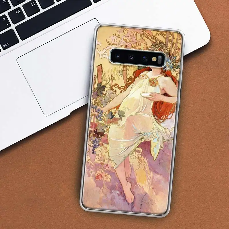 Alfons Mucha Primavera Phone Case For Samsung Galaxy S24 S23 S22 Ultra S21 S20 Fe S10 Plus S10E S9 S8 + Shell Coque