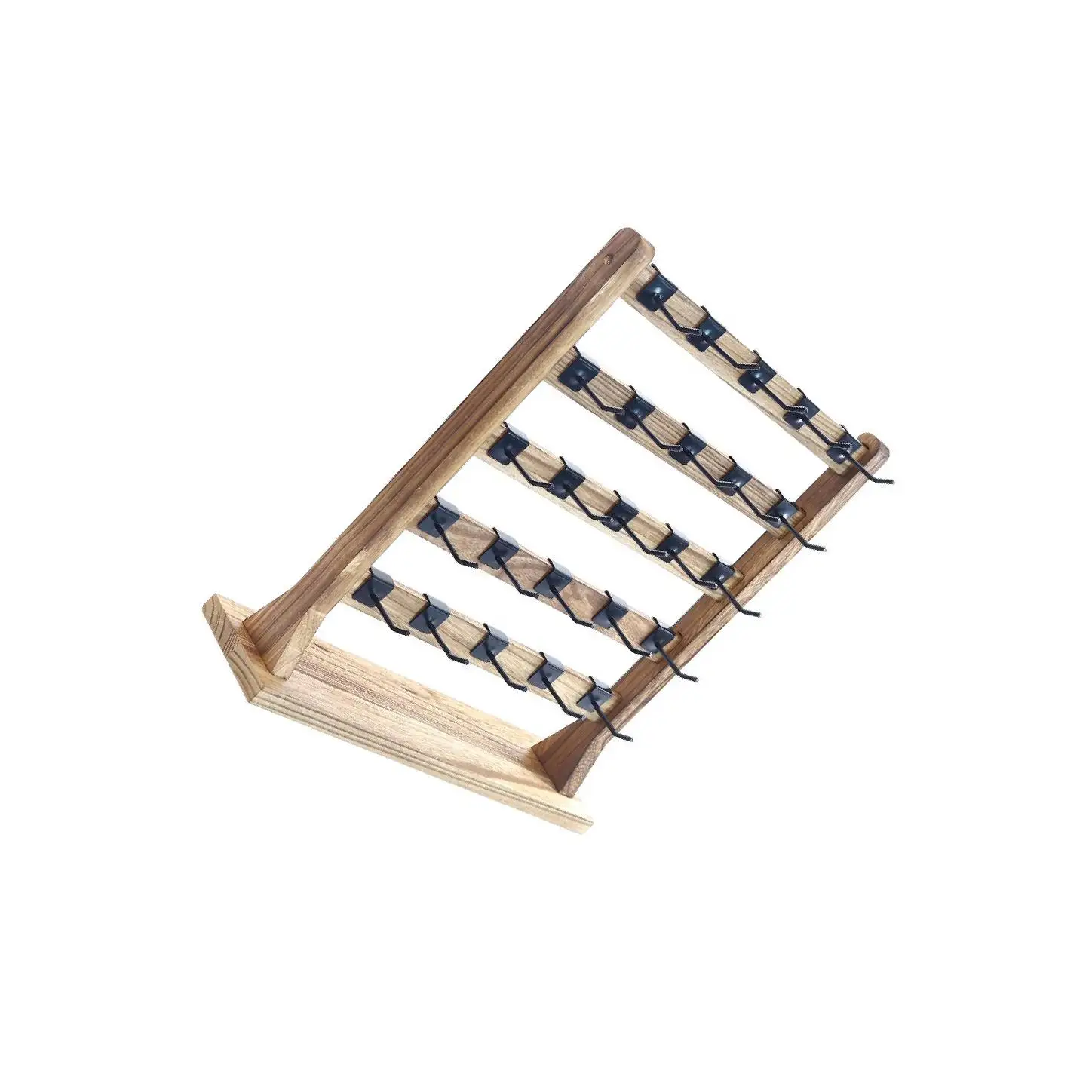 

Wooden Earrings Display Stand Removable Hooks Showcase Earrings Storage Rack 4 Tier