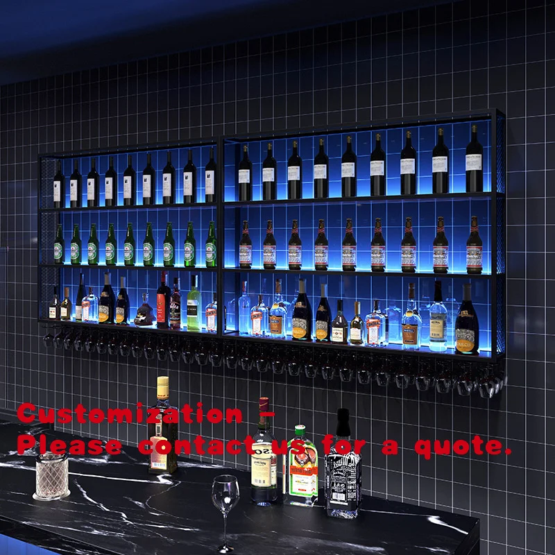

Customize.Bar Wine Rack Wall-Mounted Beer Rack Wall Hanging Iron Art Bar Counter Storage Rack Industrial Style Bar