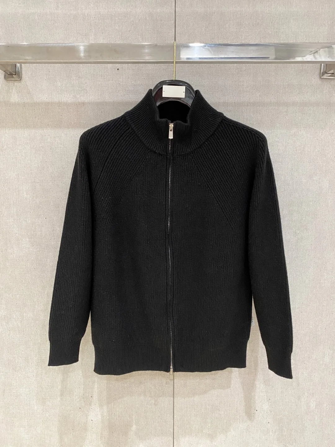 سترة محبوكة فضفاضة ودافئة بياقة واقفة وسحاب LP #2