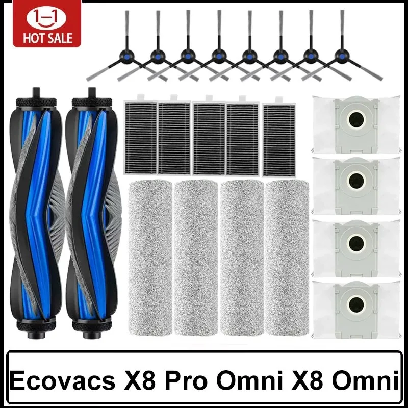 Ecovacs X8 Pro Omni / X8 Omni / Yeedi S14 Plus Accessories Robot Vacuum Parts Main Side Brushes Mop Cloths HEPA Filters Dust Bag