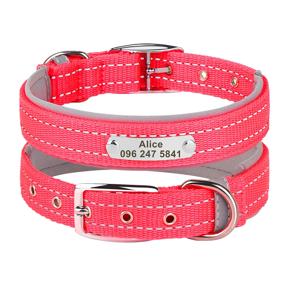 Personalized Dog Collar Reflective Dogs ID Collars Free Engrave Name Collars Adjustable for Small Medium Large Dogs Pet Pitbulls