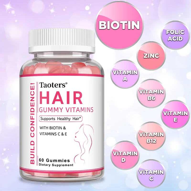 

Biotin Gummies - Supports Healthy Hair, Skin and Nails, Boosts Immunity, and Improves Digestion and Absorption, 60 Gummies