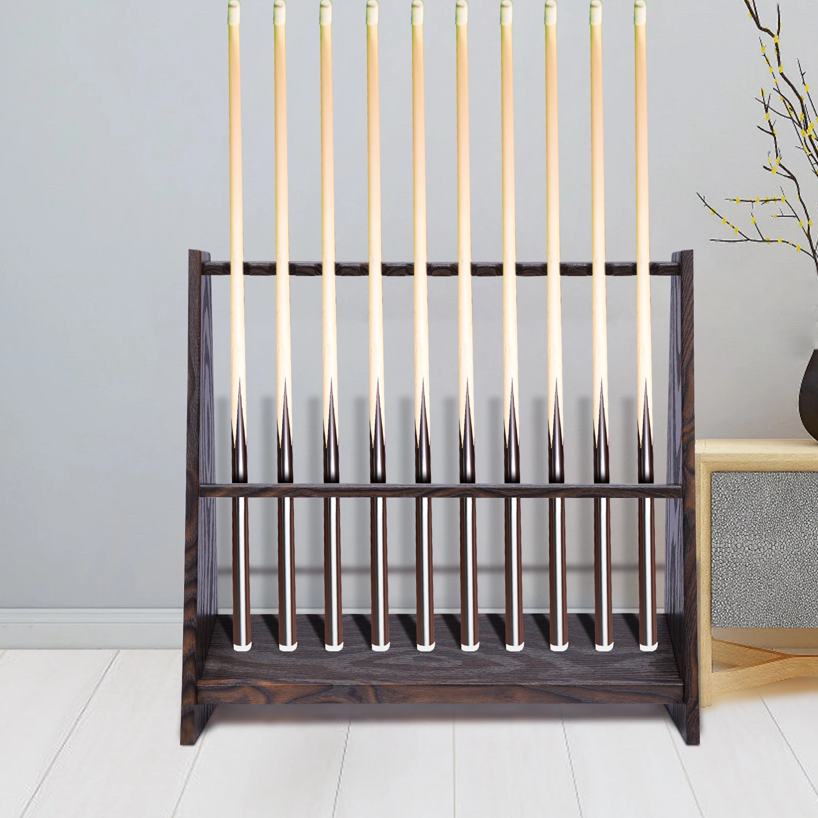 

Напольная подставка для бильярдных киев на 10 отверстий, деревянная стойка для киев, держатель для бильярдных киев для бильярдной, клуба, дома, бара, в ретро-стиле