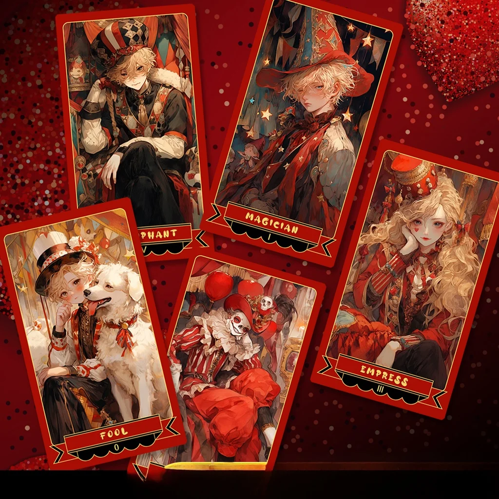 original-78-piece-waterproof-pvc-clown-tarot-cards-tabletop-game-de-of-cards-leisure-play-for-one-person-diy-brand