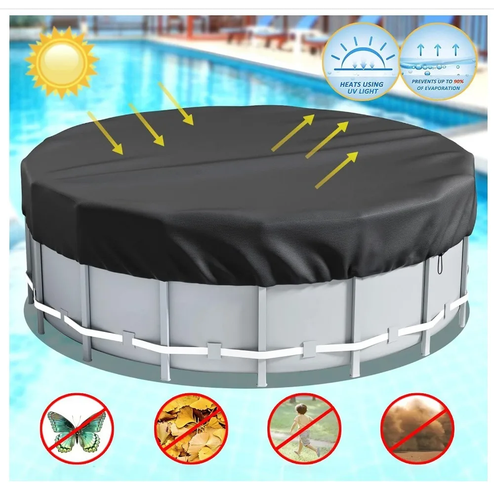 

Round Pool Cover Duty Oxford Fabric Waterproof Dustproof UV Protection for Outdoor Above Ground Pet Pools All Weather Shield