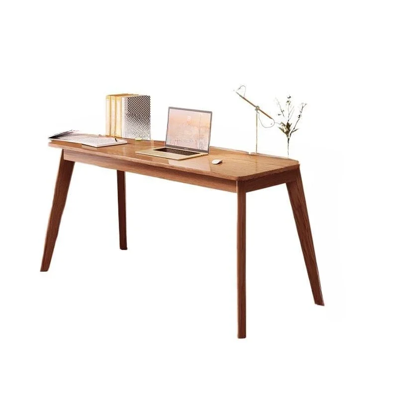 

Double desk, long table, solid wood, window, wall, narrow