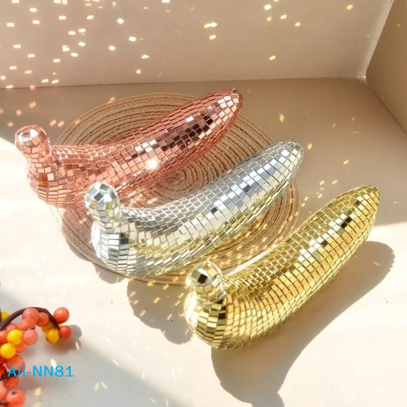 【N】Unique Miniature Size Fake Fruit Ornament Fruit Shape Exquisite Disco Ball Decor Banana Shape Statue Home Decor