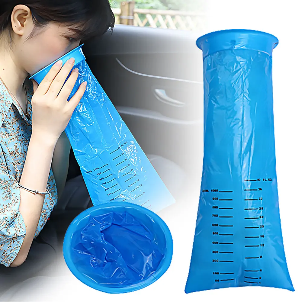 5Pcs Disposable Vomit Bags 1000Ml Sickness Travel Plane Motion Car Bus Sea Sick Sealable Vomit Bags Car Children Women Men