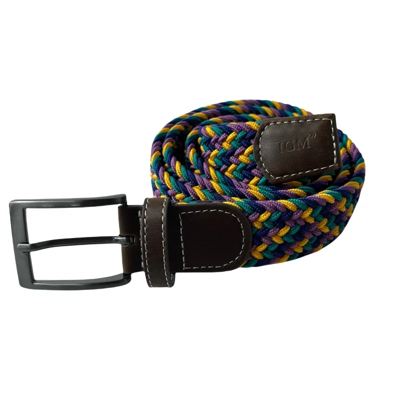 Braided Golf Belt for Men Stretchy Woven Canvas Women Belt No Hole Pin Buckle Elastic and Comfort for Casual Pants and Jeans