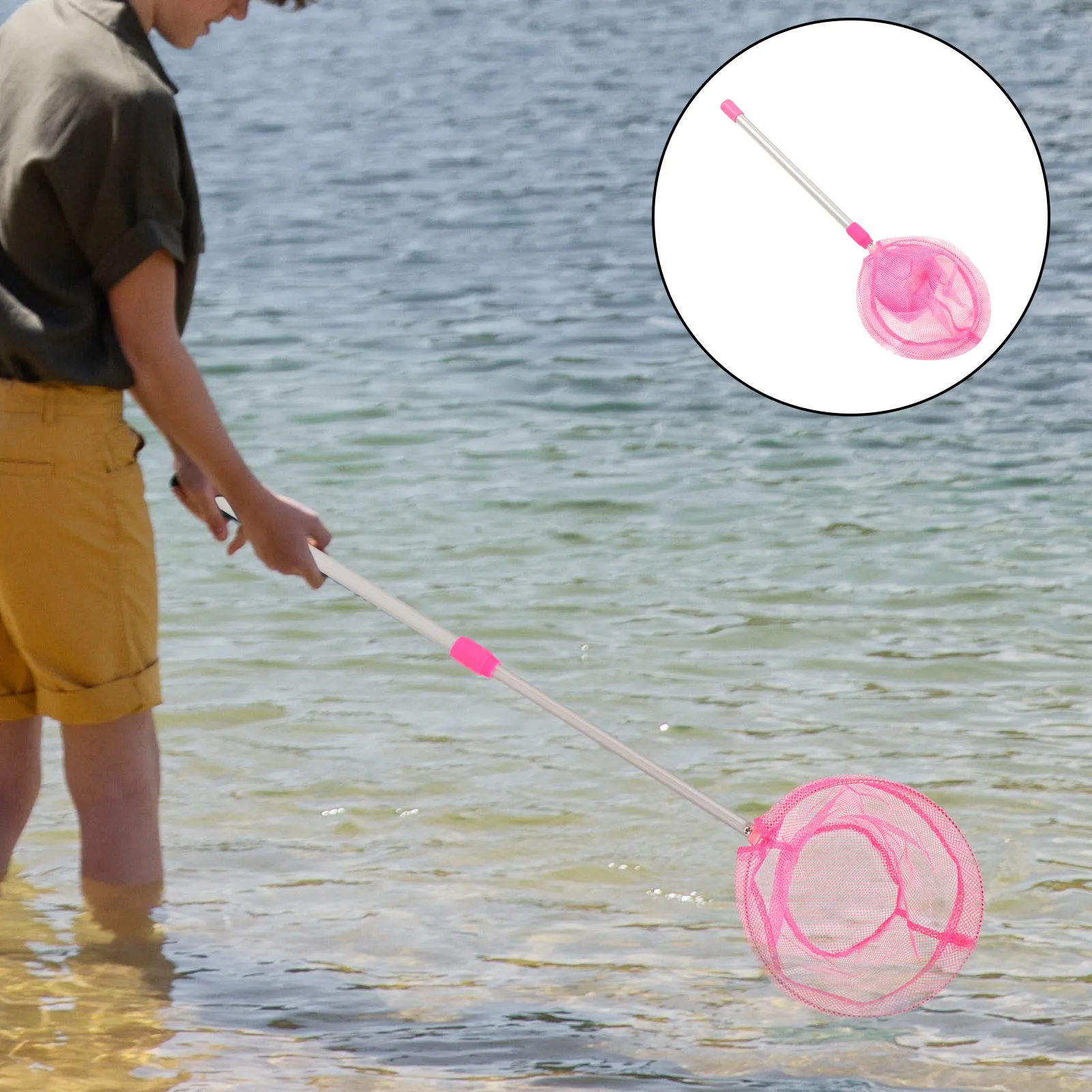 

Kids Fishing Net Telescopic Retractable Lightweight Safe for Fish Beginner Angler Family Outdoor Activity Fish Tank Pond