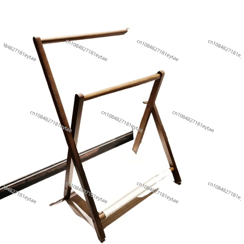 Bedside coat rack floor-to-ceiling folding small solid wood bedroom sleeping at night temporary clothes storage hanger