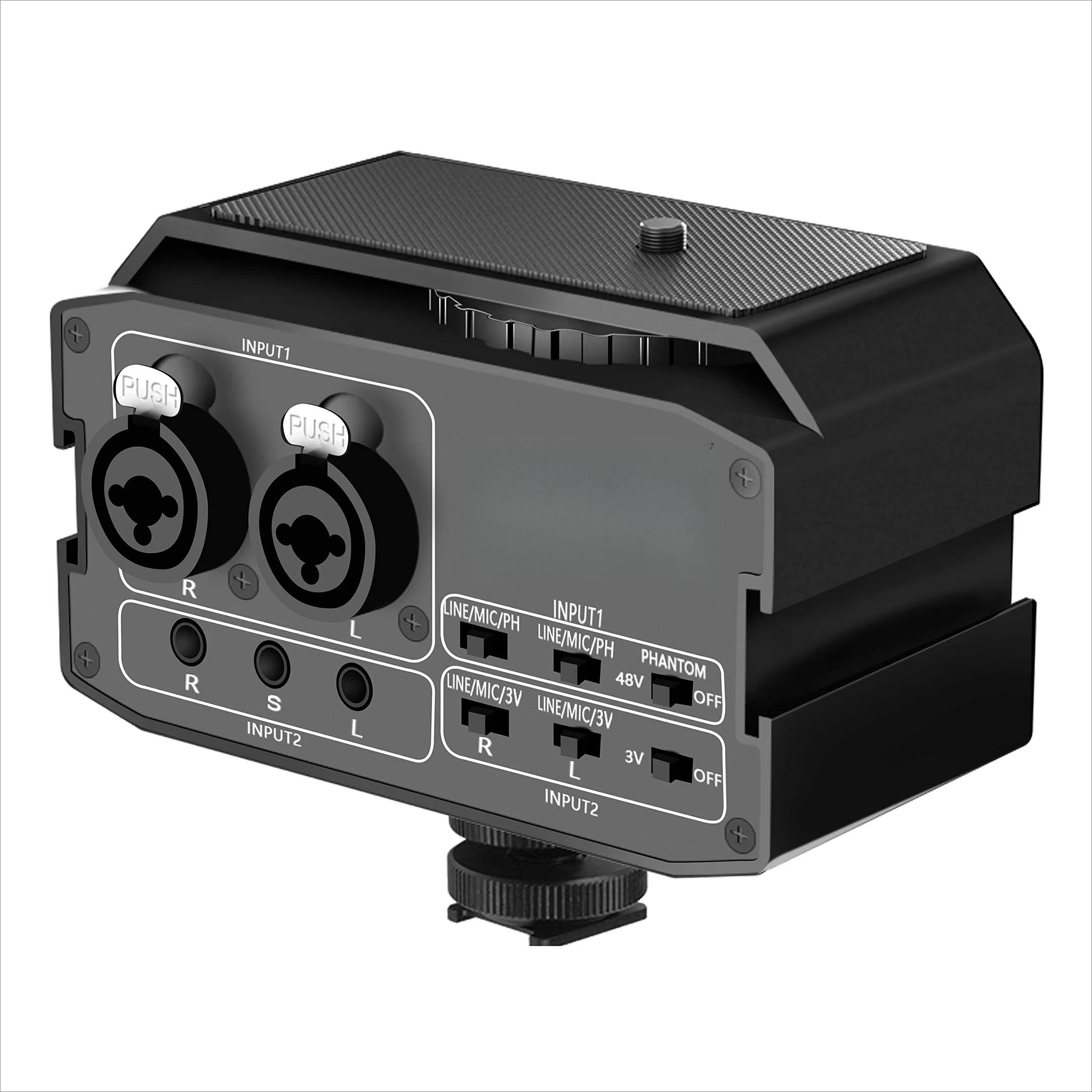 CVM-AX3 Audio Mixer, Dual XLR/3.5mm/6.35mm Mic Preamp , Camera Mixer for Canon Nikon Sony Panasonic DSLR Camera Camcorder