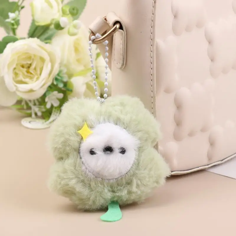 Girly gefülltes vierblättriges Kleeblatt Plüsch-Schlüsselanhänger Cartoon-Puppe Tasche Dekoration Geschenk