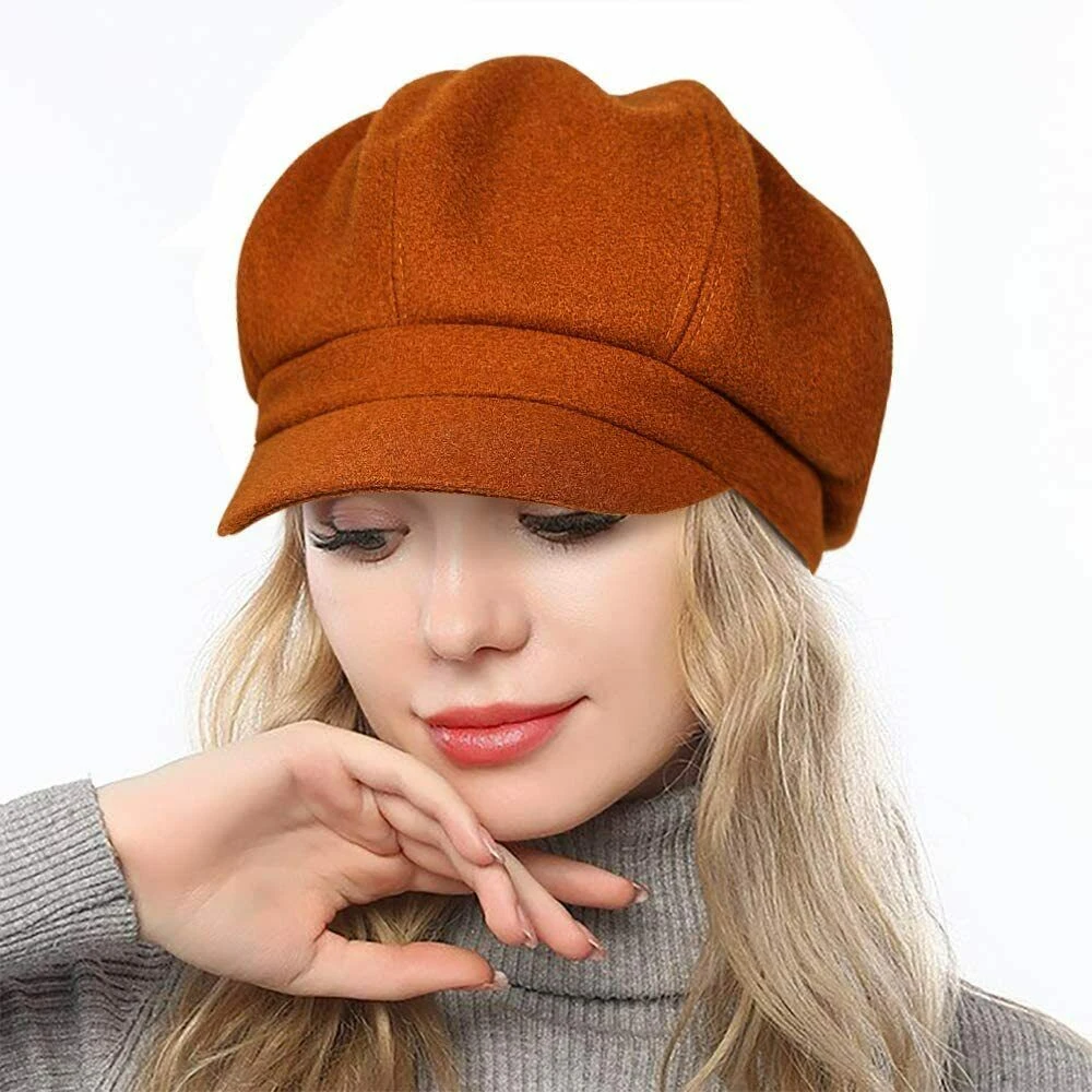 Fashion Wool Beret Hats For Womens Solid Octagonal Hat Autumn Winter Ladies Casual Hats Adjustable Artist Painter Newsboy Caps