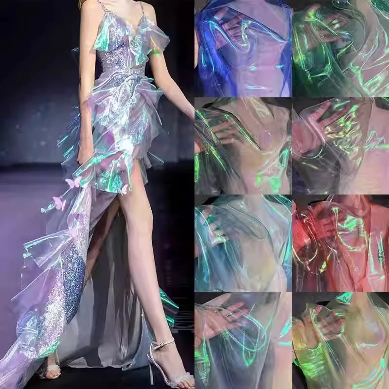 

Colorful Organza Fabric Handmade Home Sewing Sheer Flowy Bridal Gown Runway Couture Decoration Crafts Materials Designer Textile