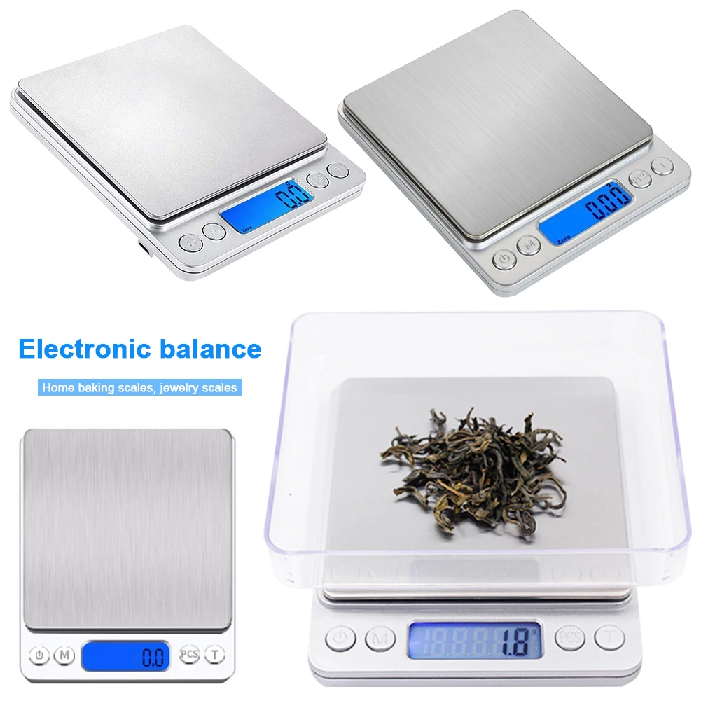 2kg/3kg/500g Small Digital Food Scale LCD Display Gram Scale 0.1/0.01g 6 Modes oz/gn/ct/ozt/dwt Multifunction Kitchen Scale