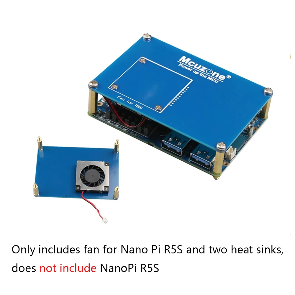 FireChip Fan for R5S,R6S,R6C,3507 Turbo Fan with 2xRadiator,Same size as NanoPi R5S PCBA,RK3568 Debian Ubuntu openwrt