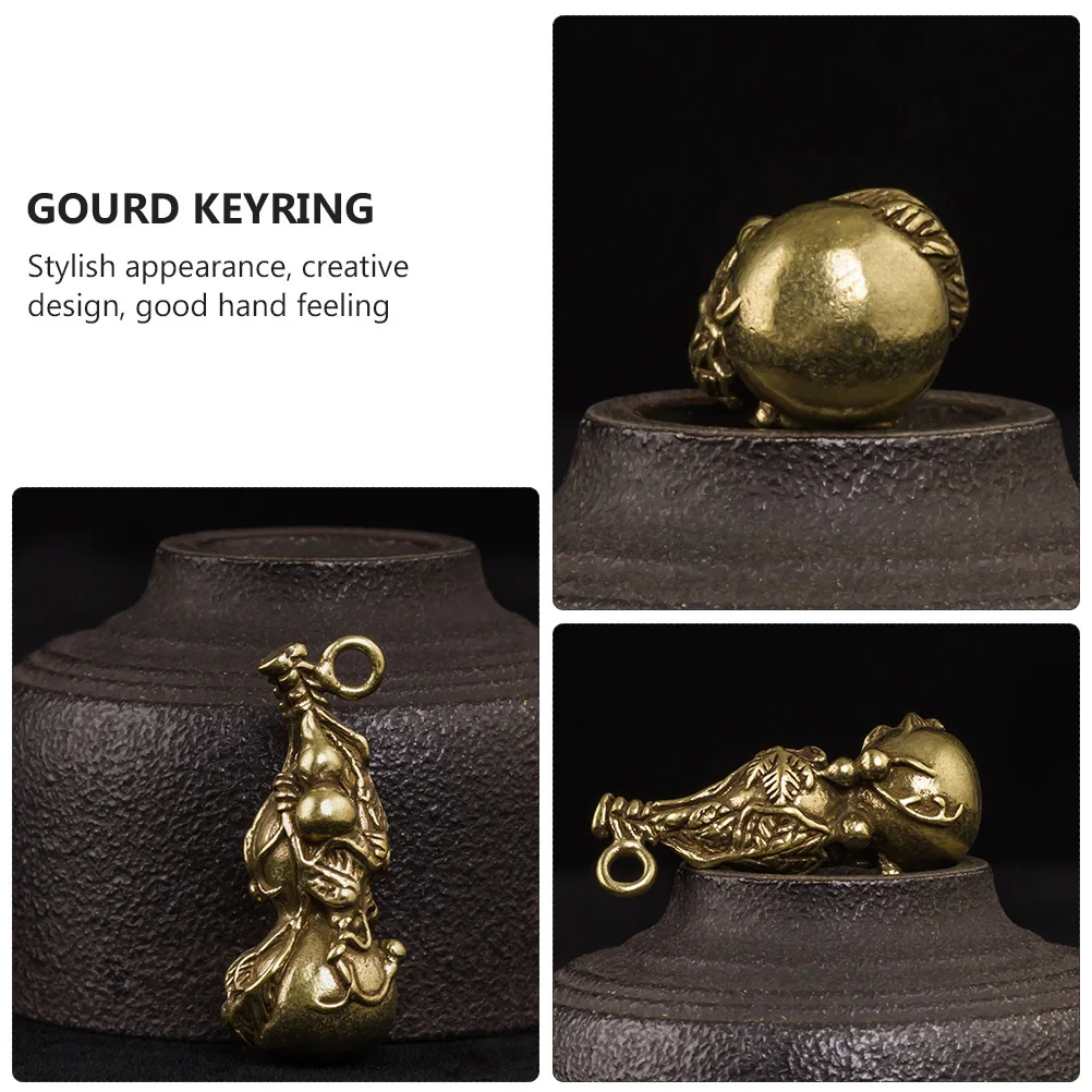 

2Pcs Pure Brass Gourd Key Ring Pendant Chic Lightweight Unique Key Ring Pendant Creative Decoration Delicate Keychains