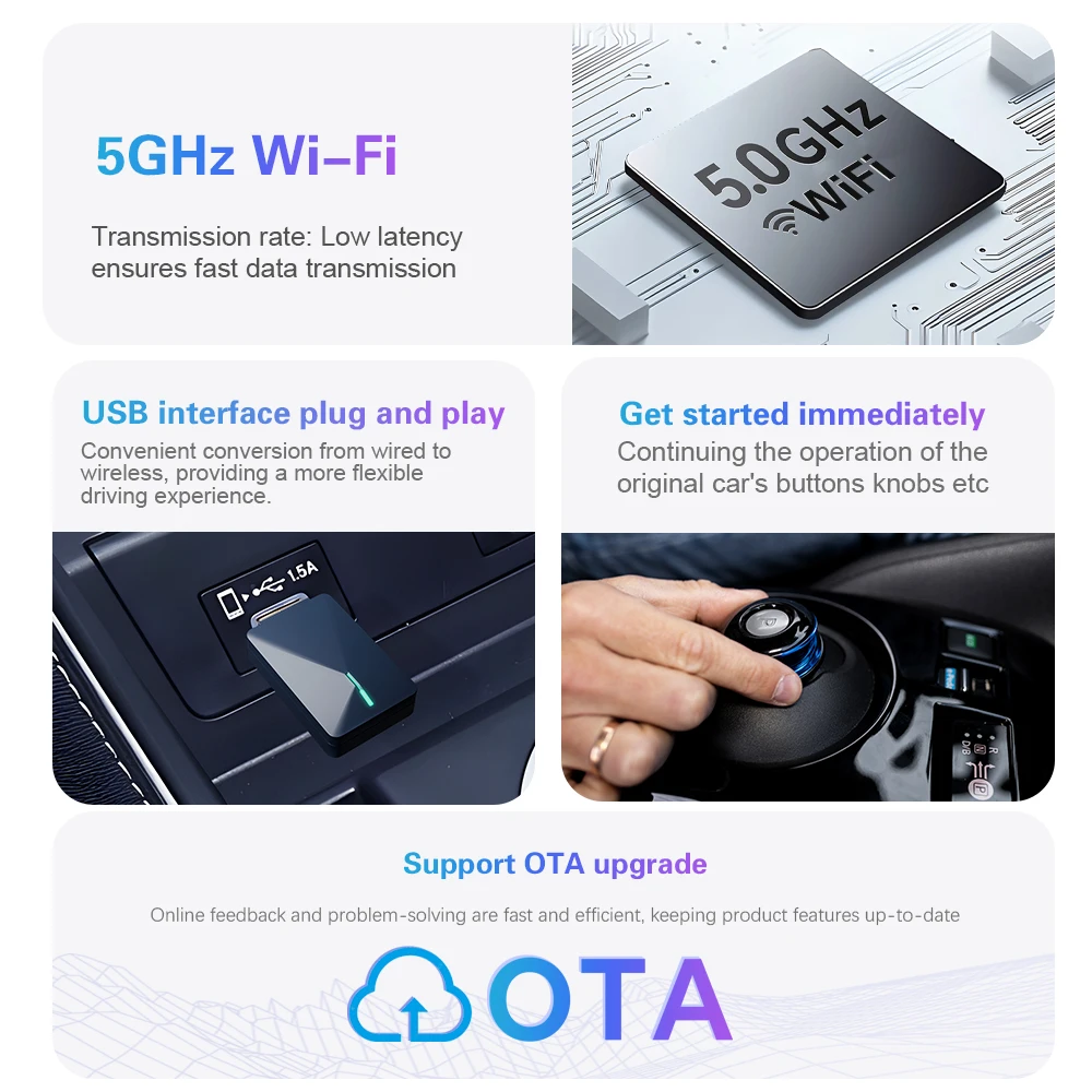 BYLITU Mini U3 سلكي إلى محول CarPlay Android التلقائي اللاسلكي، التوصيل والتشغيل لـ 98٪ سيارات أصلية، لا حاجة إلى بطاريات. #4