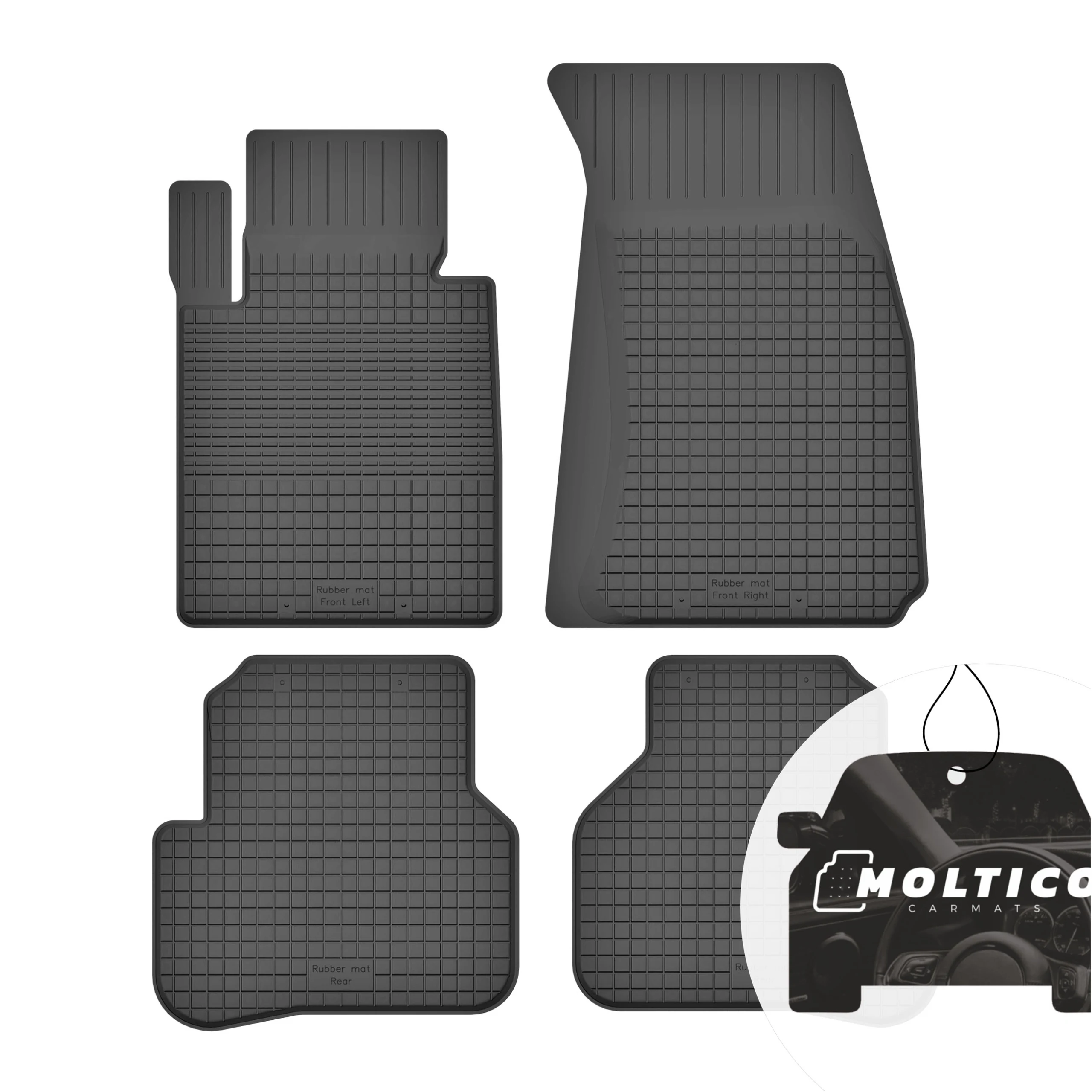 Rubberen matten, geschikt voor Mercedes GLC X253 vanaf 2016, complete set inclusief rand.