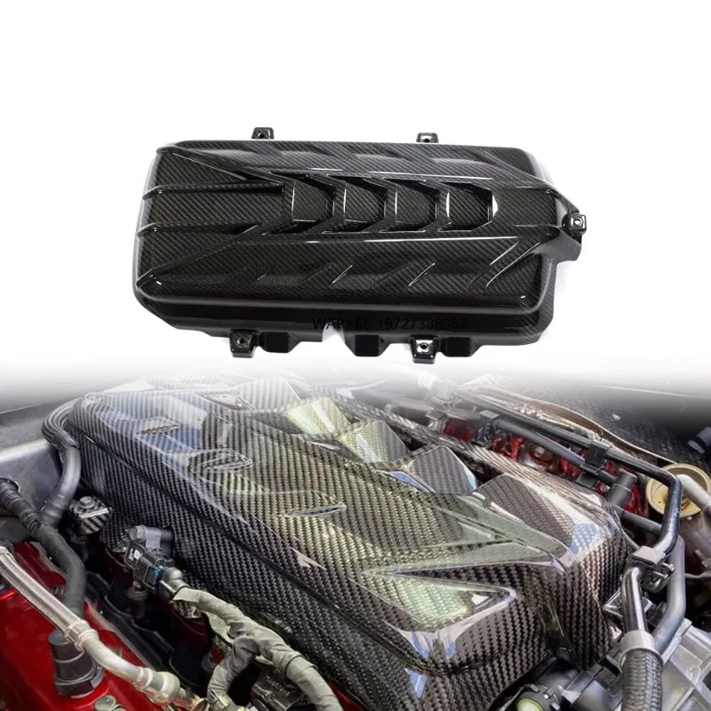 For C8 2020-2023 DRY CARBON Engine Cover Bay Hood Trim