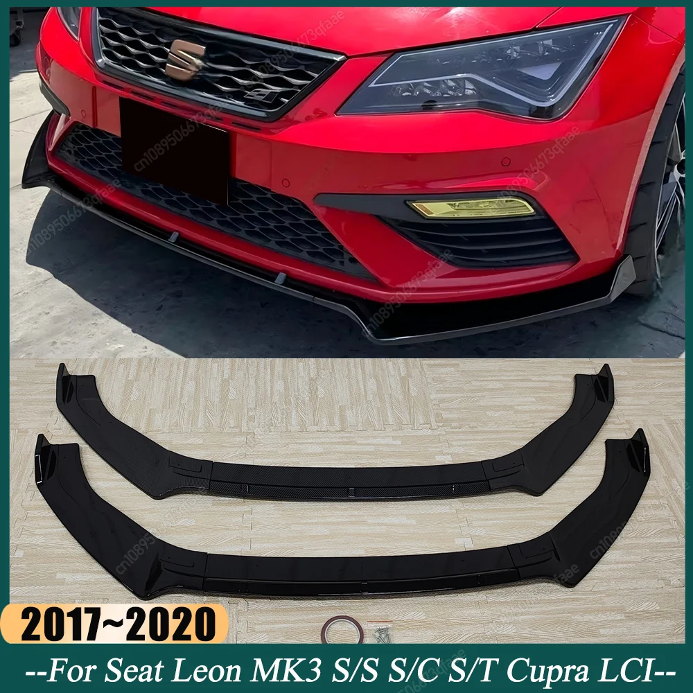 

Gloss Black Front Bumper Lip Spoiler Splitter Diffuser Retrofit For Seat Leon MK3 S/S S/C S/T Cupra 2017-2020 LCI Bodykit Tuning