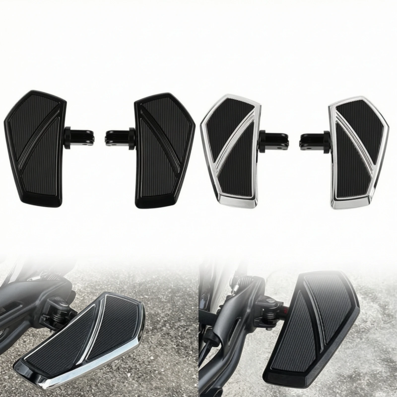 Motorcyclist Foot Pegs Ribbed Foot Peg Hardware Kit Motorcycle Footrests Stainless Steel Footrest Long-Lasting