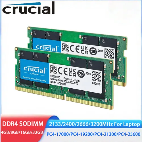 Crucial DDR4 RAM 16GB 32GB 4GB 8GB 3200MHz 2133 2400 2666MHz memoria para ordenador portátil SODIMM PC4-25600 21300 19200 17000 para Intel y AMD