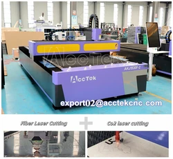 Double Laser Heads Co2 Laser Cutting Nonmetal and CNC Fiber Laser Cutter 1530 Cutting 10mm Steel Sheet