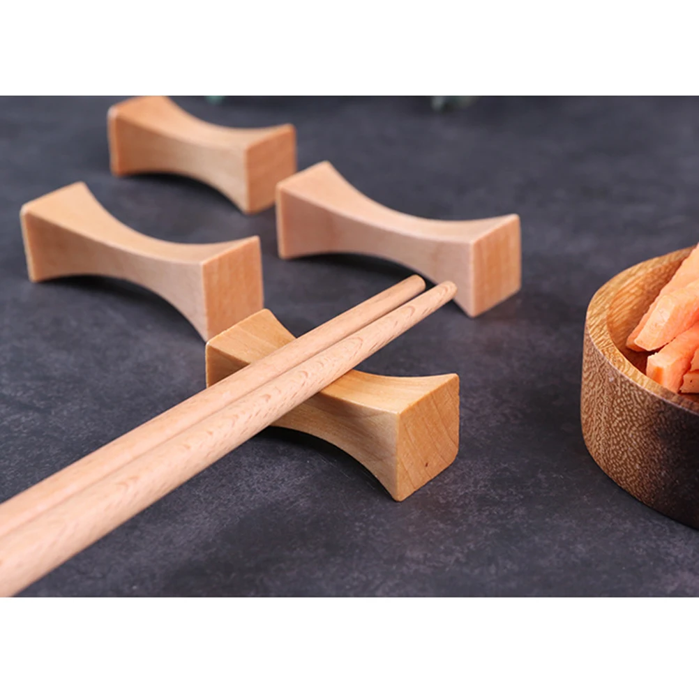 

4Pcs Chopsticks Rests Wooden Pillow Shape Slender Waist Style Holder Rack for Fork Spoon Table Decor Chopsticks Rests